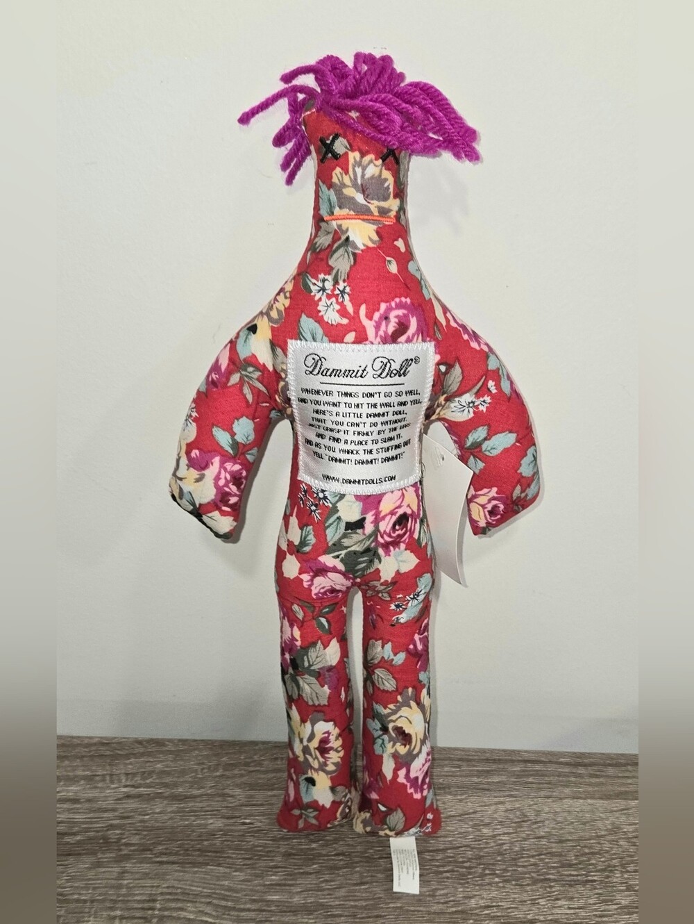 Dammit Doll Plush Toy Stress Relief Gag Gift With Floral Pattern 13" with Tags.